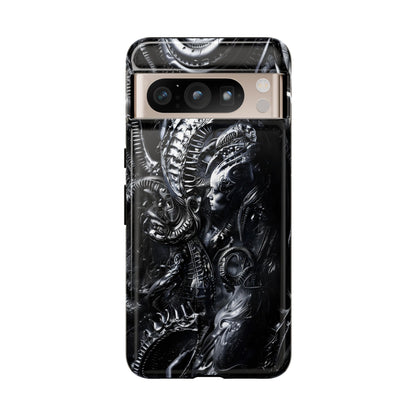 Biomechanical Transhumanism Phone Case – Alien Horror Design for iPhone and Samsung Galaxy Devices