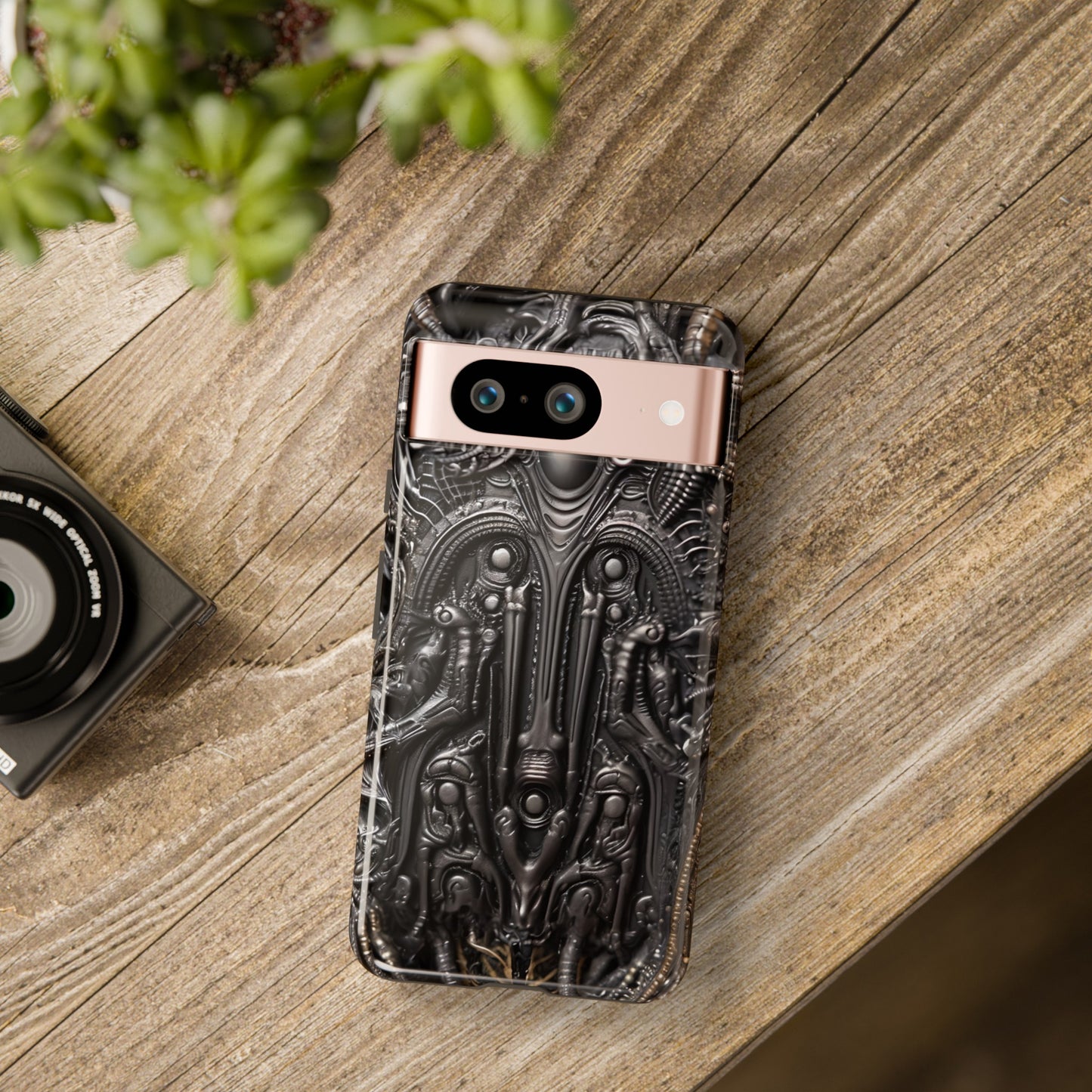 Biomechanical Horror Phone Case – Dark Sci-Fi Design for iPhone, Samsung Galaxy, Google Pixel Devices