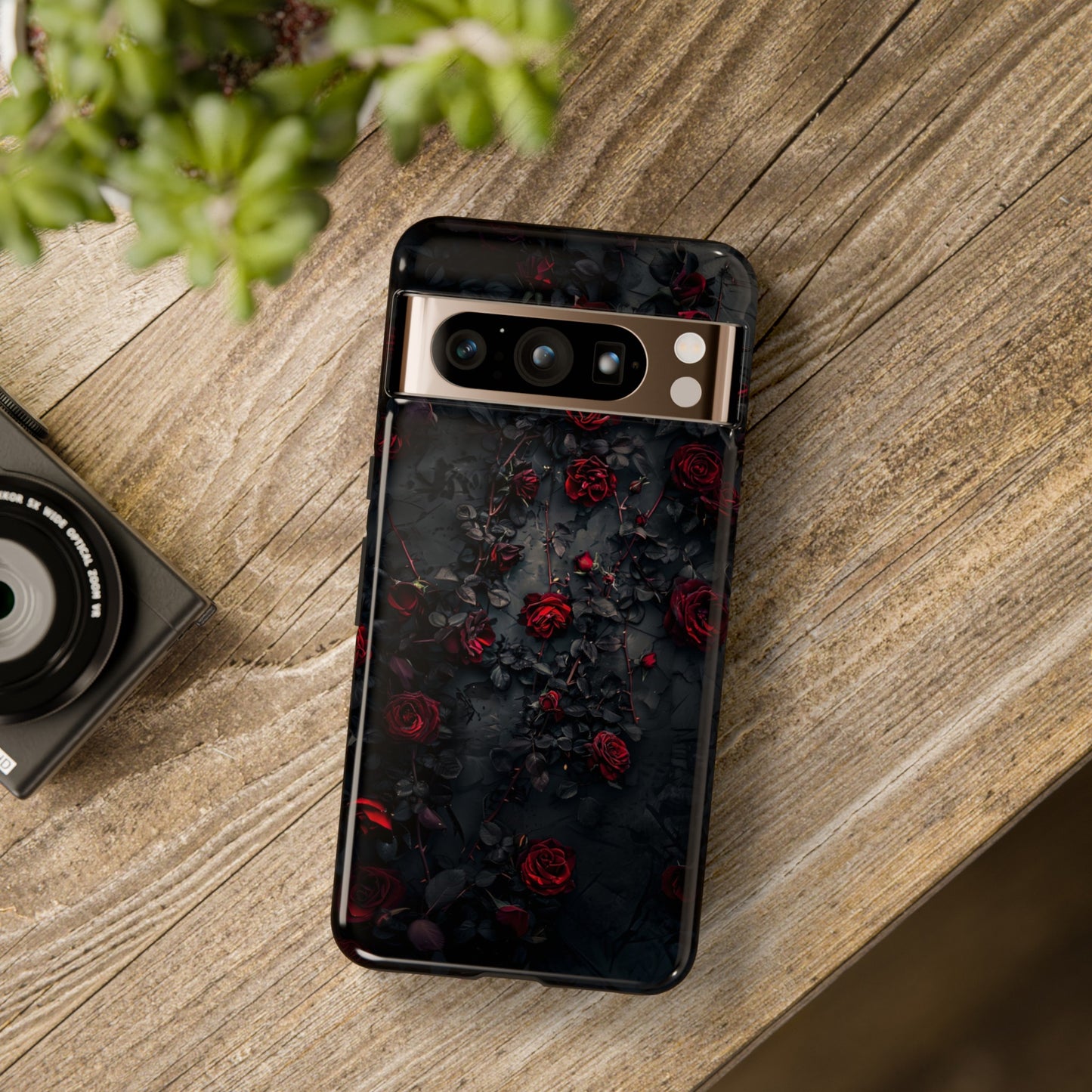 Gothic Roses Tough Phone Case – Elegant Dark Floral Design for iPhone, Samsung Galaxy, and Google Pixel Devices