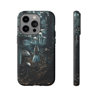 Alice in the Mushroom Forest Phone Case – Fantasy Wonderland Design for iPhone, Samsung Galaxy, and Google Pixel Devices