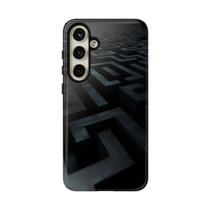 Black Maze Phone Case – Intricate Labyrinth Design for iPhone, Samsung Galaxy, and Google Pixel Devices