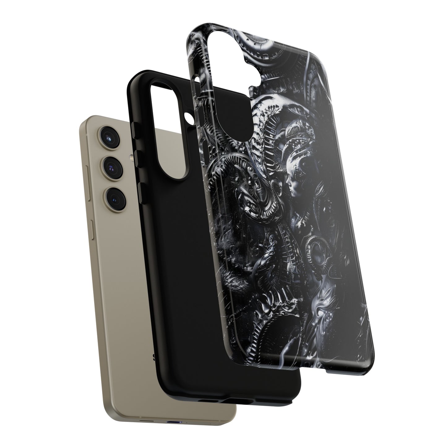 Biomechanical Transhumanism Phone Case – Alien Horror Design for iPhone and Samsung Galaxy Devices