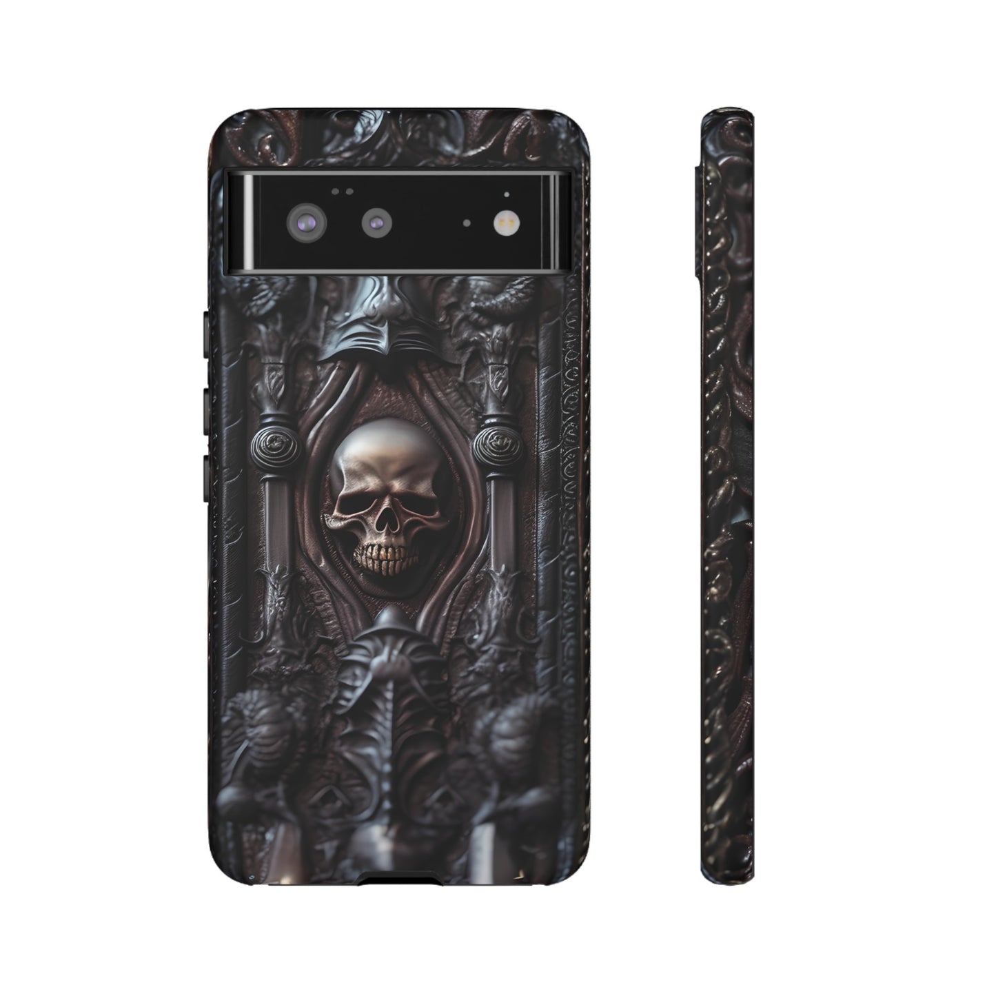 Dark Grimoire of Death Tough Phone Case – Gothic Skull Vampiric Design for iPhone, Samsung Galaxy, and Google Pixel Devices