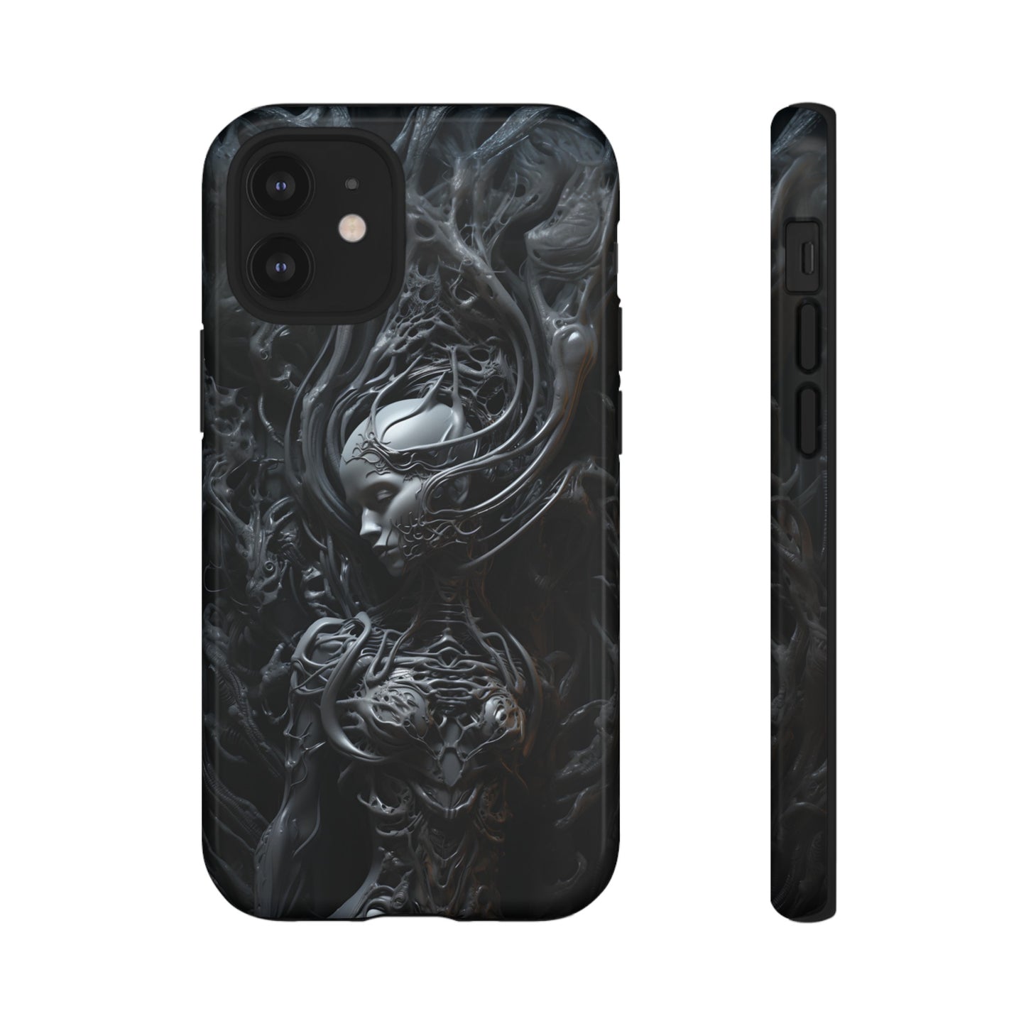 Biomechanical Beauty Phone Case – Futuristic Alien Design for iPhone, Samsung Galaxy, and Google Pixel Devices