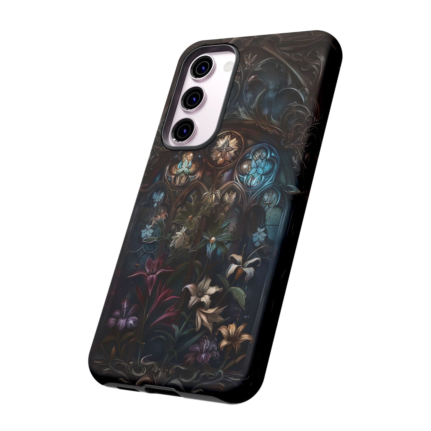 Elegant Gothic Flower Art Phone Case - Intricate Floral Design for iPhone, Samsung Galaxy, and Google Pixel Devices