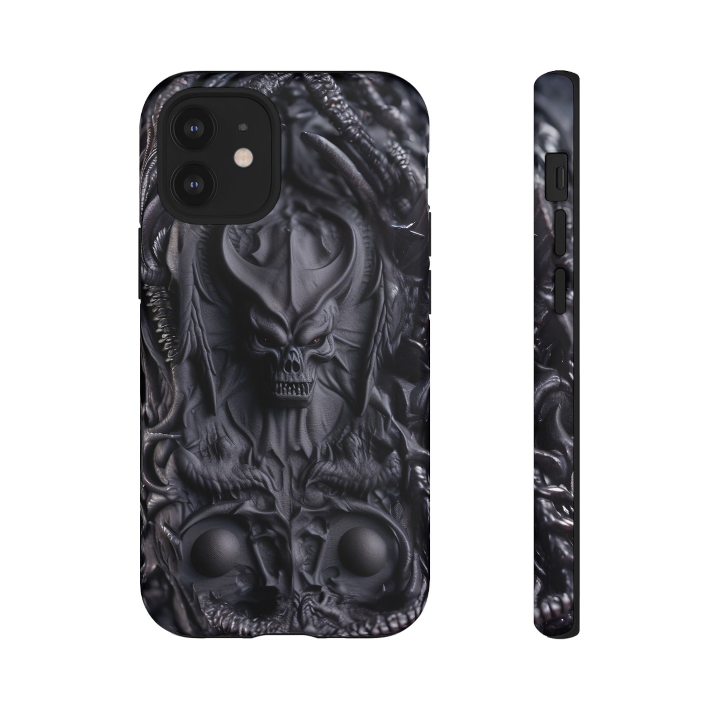 Black Demon Phone Case – Horned Hell Horror Design for iPhone, Samsung Galaxy, and Google Pixel Devices