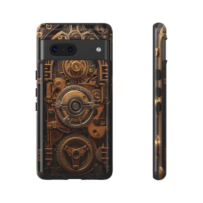 Gearworks Tough Phone Case – Steampunk Clockwork Design for iPhone, Samsung Galaxy, and Google Pixel Devices