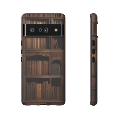 Book Shelf Phone Case – Vintage Library Design for iPhone, Samsung Galaxy, and Google Pixel Devices