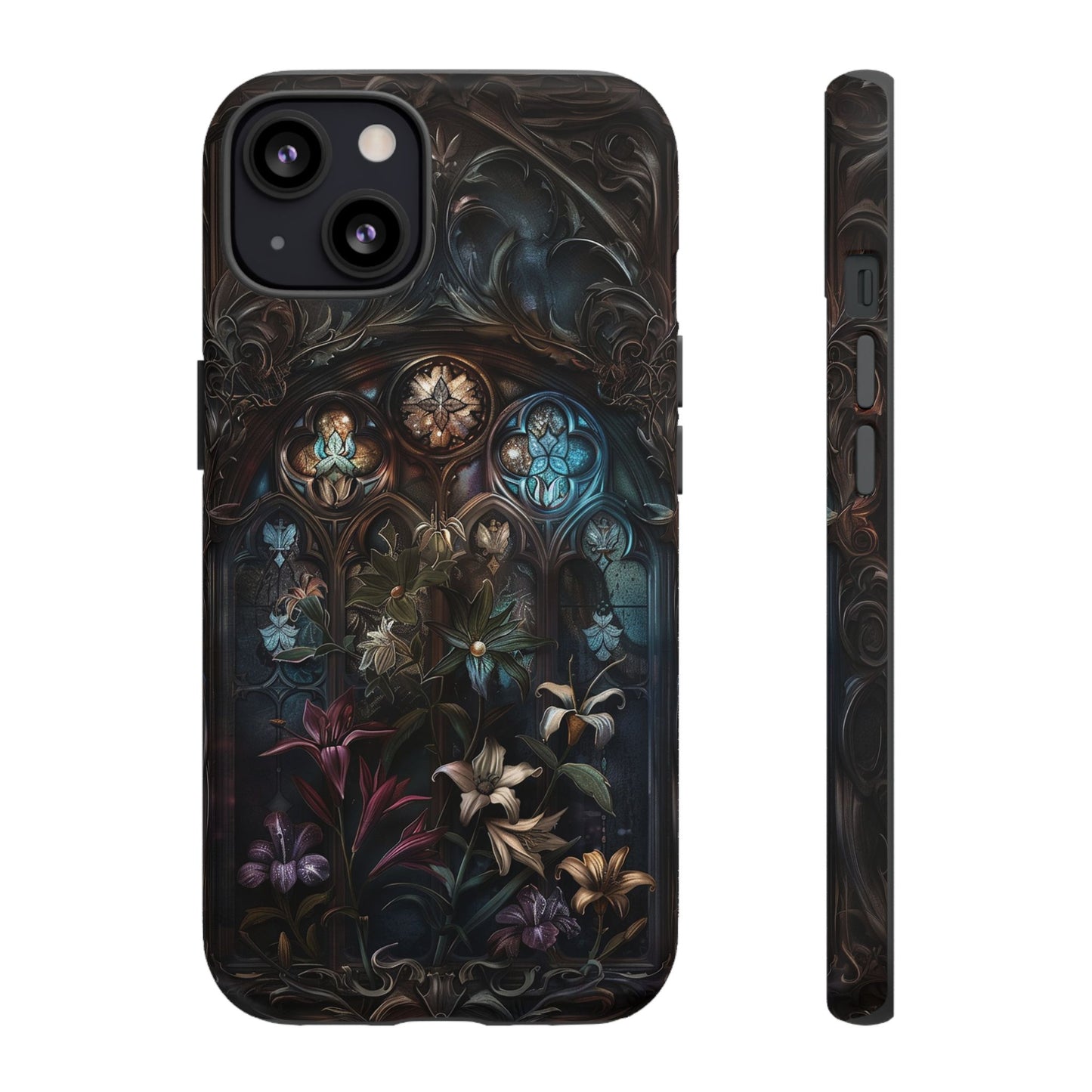 Elegant Gothic Flower Art Phone Case - Intricate Floral Design for iPhone, Samsung Galaxy, and Google Pixel Devices