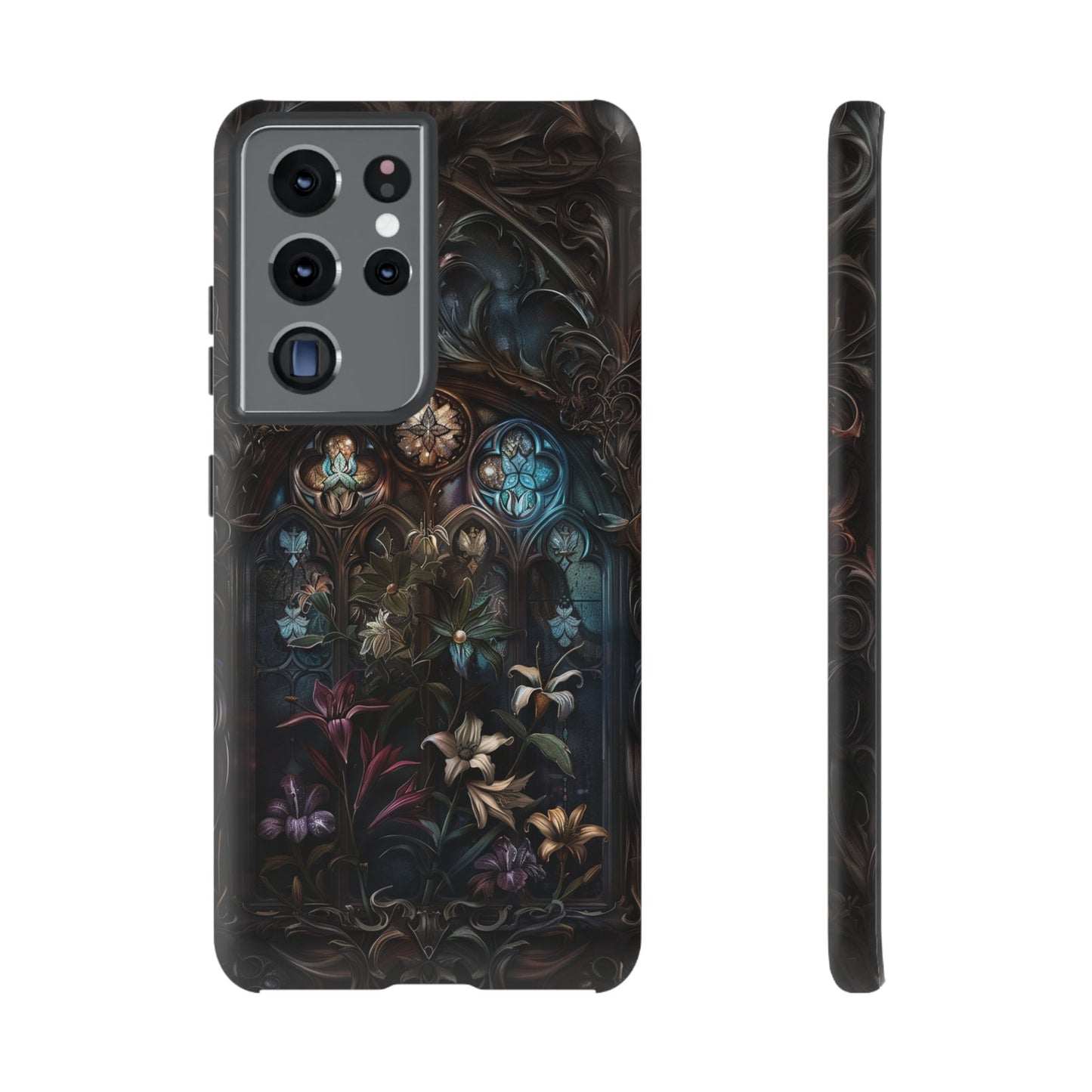 Elegant Gothic Flower Art Phone Case - Intricate Floral Design for iPhone, Samsung Galaxy, and Google Pixel Devices