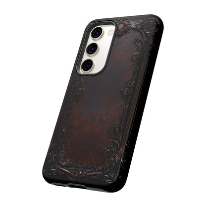 Gothic Ornate Leather-Inspired Phone Case - Dark Aesthetic Cover