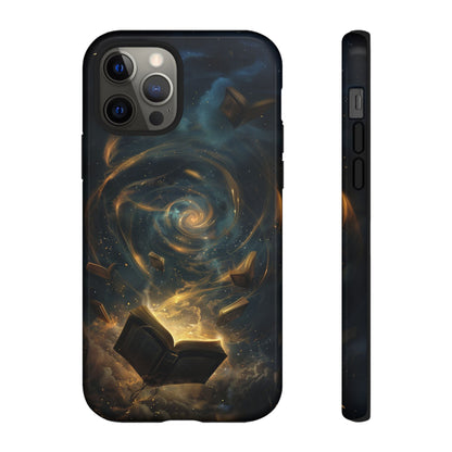 Magical Galaxy Swirling Books Phone Case - Celestial Book Lover's Gift for iPhone, Samsung Galaxy, and Google Pixel Devices