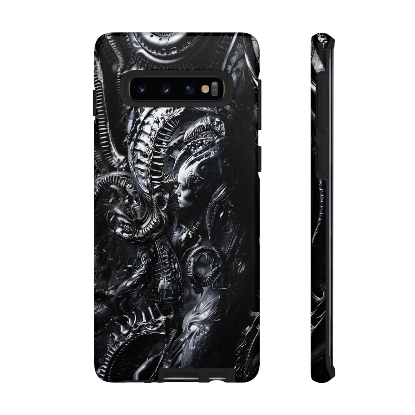 Biomechanical Transhumanism Phone Case – Alien Horror Design for iPhone and Samsung Galaxy Devices