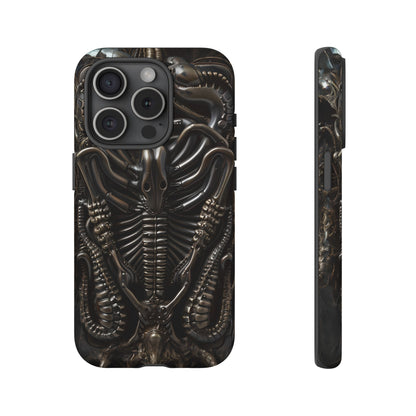 Biomechanical Nightmares Tough Phone Case – Alien Horror Design for iPhone and Samsung Galaxy Devices