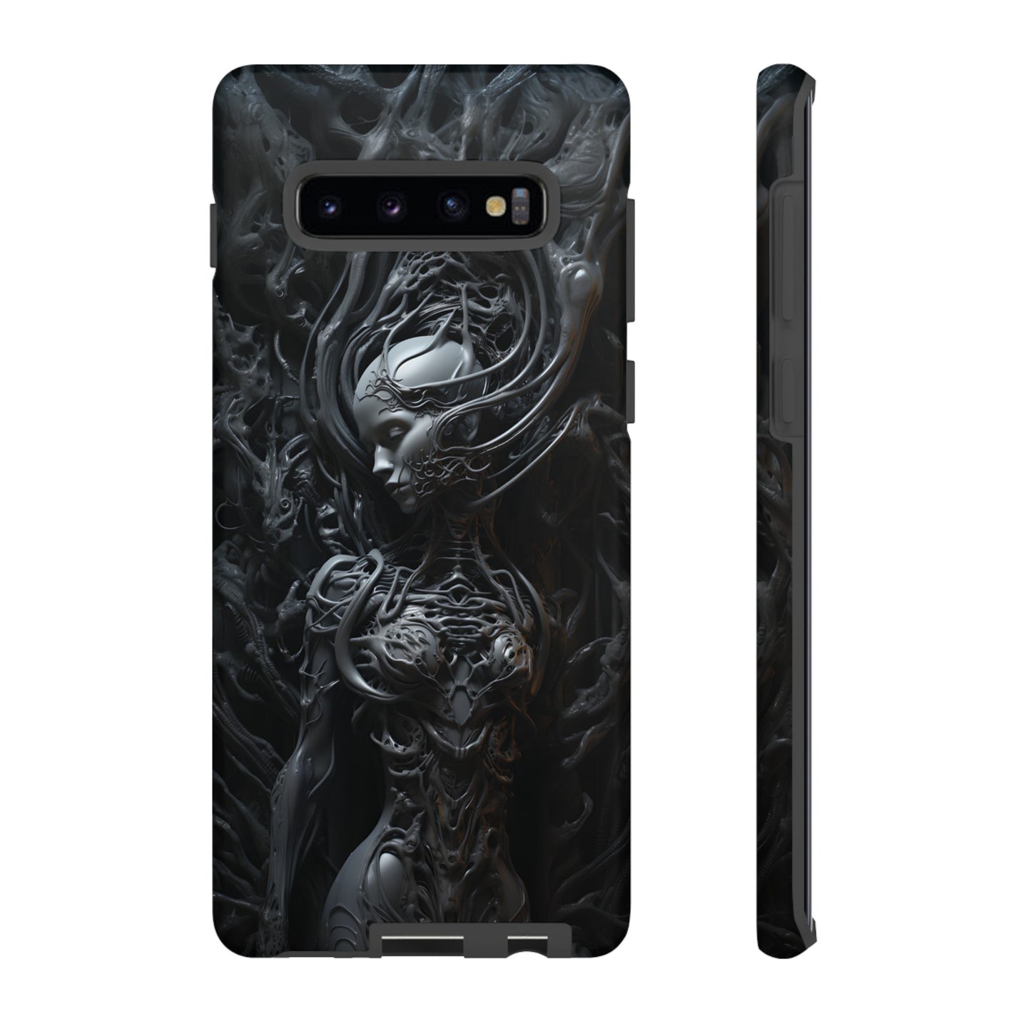 Biomechanical Beauty Phone Case – Futuristic Alien Design for iPhone, Samsung Galaxy, and Google Pixel Devices