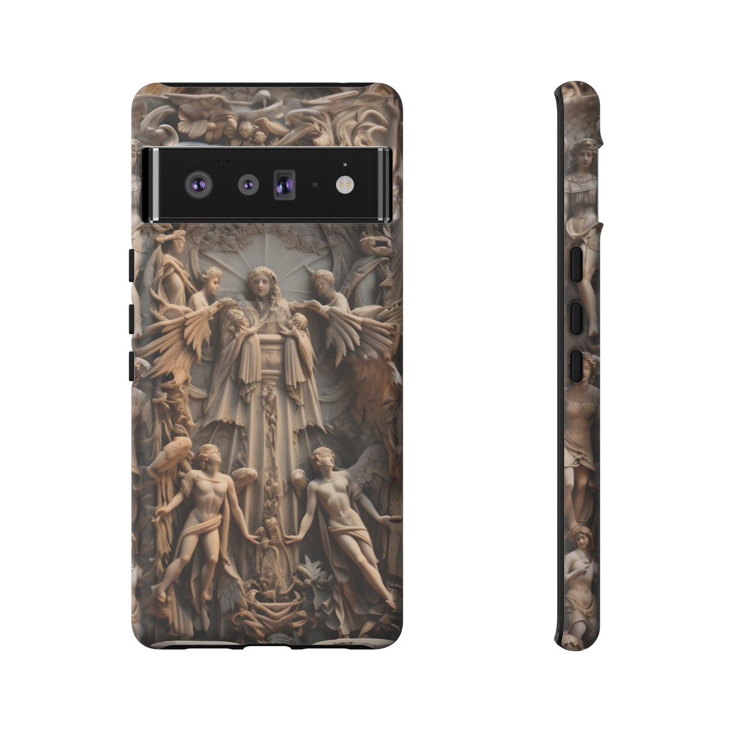 Angelic Statue Phone Case – Heavenly Gothic Marble Design for iPhone, Samsung Galaxy, and Google Pixel Devices