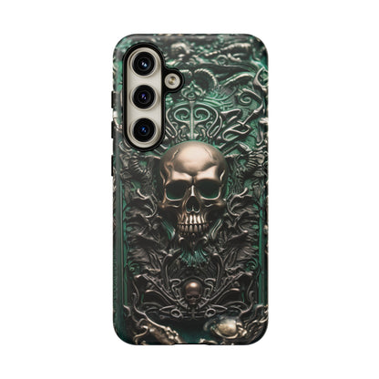 Green Skull Phone Case – Ornate Gothic Design for iPhone, Samsung Galaxy, and Google Pixel Devices