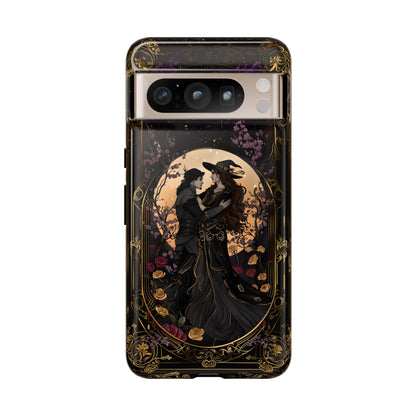 Gothic Romance Phone Case - Enchanted Witch and Lover Design for iPhone, Samsung Galaxy, and Google Pixel Devices