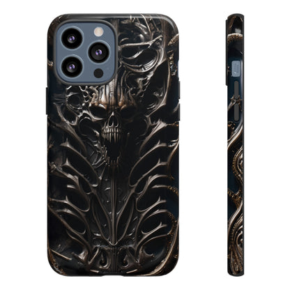 Biomechanical Horror 3 Tough Phone Case – Futuristic Alien Skull Design for iPhone, Samsung Galaxy, and Google Pixel Devices