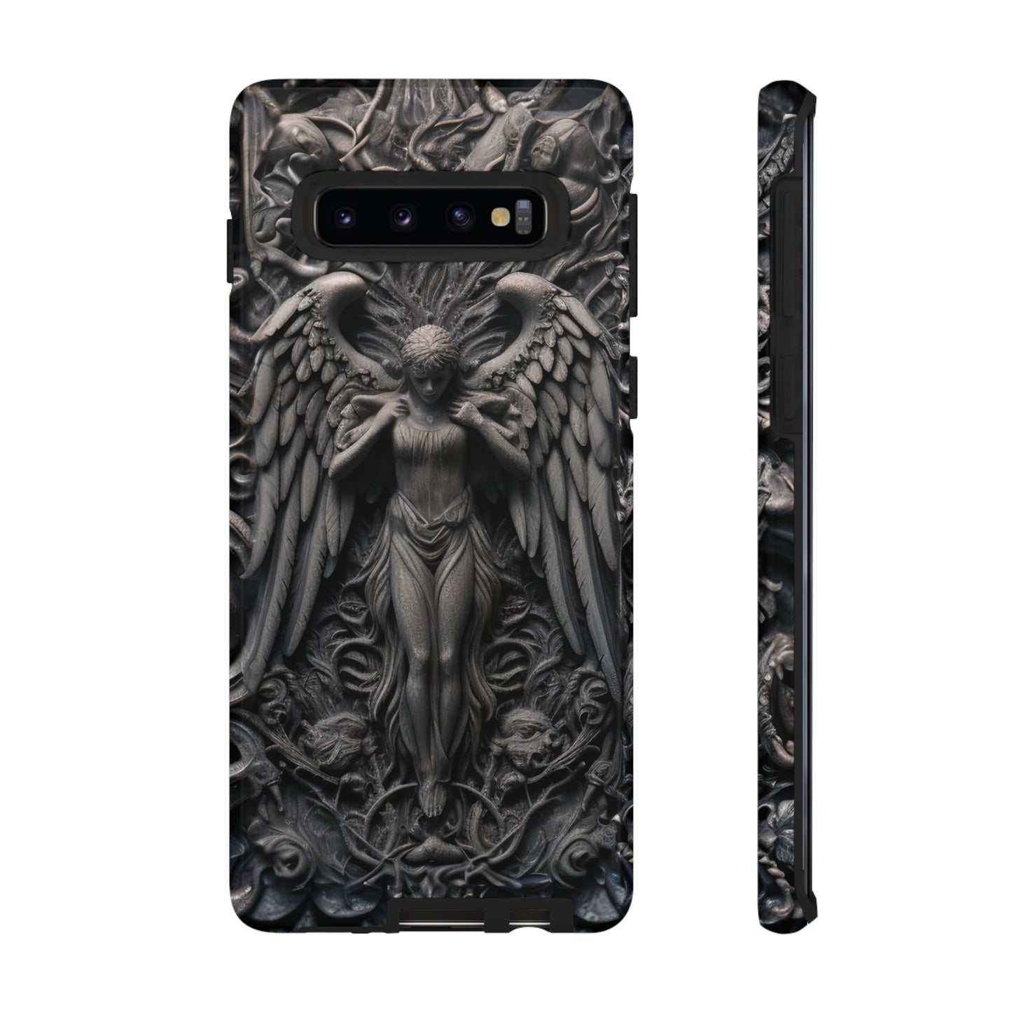 Grey Angel Phone Case – Gothic Marble Statue Design for iPhone, Samsung Galaxy, and Google Pixel Devices