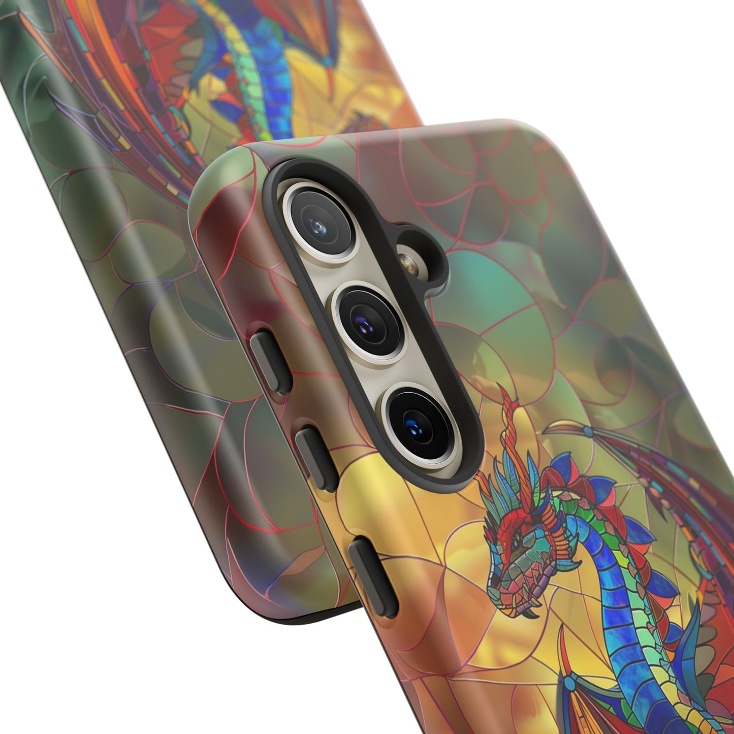 Stained Glass Dragon Phone Case - Colorful Fantasy Design for iPhone, Samsung Galaxy, Google Pixel Devices