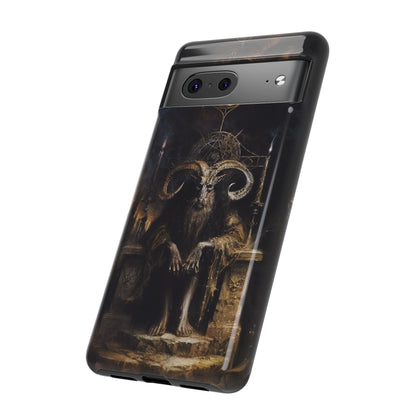 Dark Gothic Goat Demon Phone Case - Occult Horned Beast Art Design