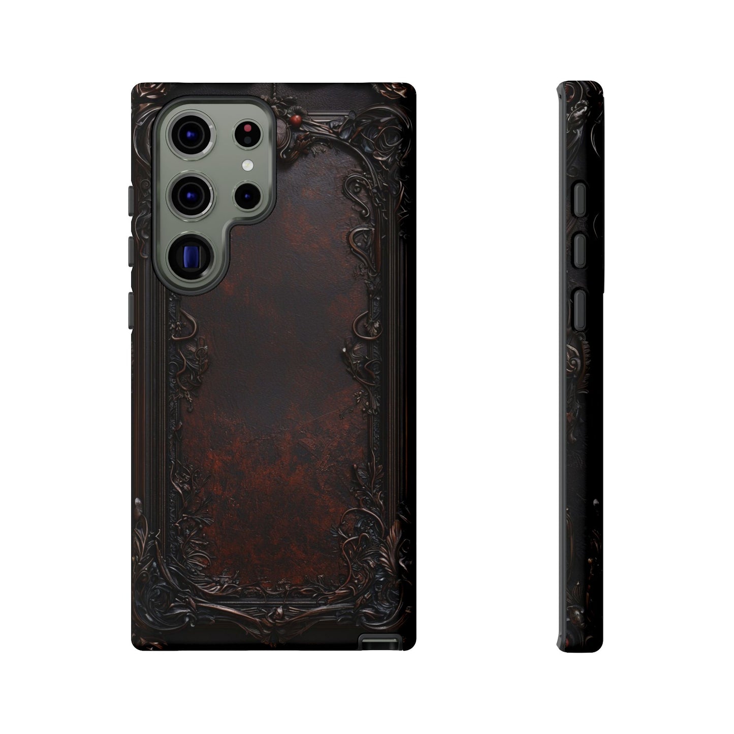 Gothic Ornate Leather-Inspired Phone Case - Dark Aesthetic Cover