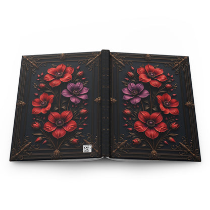 Elegant Floral Hardcover Journal - Red and Purple Blooms