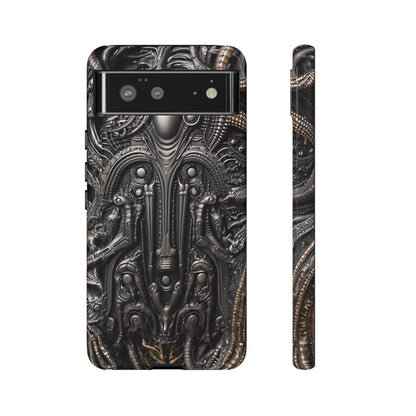 Biomechanical Horror Phone Case – Dark Sci-Fi Design for iPhone, Samsung Galaxy, Google Pixel Devices