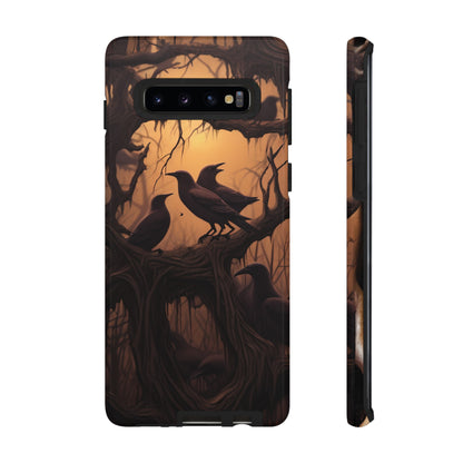 Ravens at Dusk Phone Case – Gothic Halloween Design with Edgar Allan Poe Inspired Crows for iPhone, Samsung Galaxy, and Google Pixel Devices