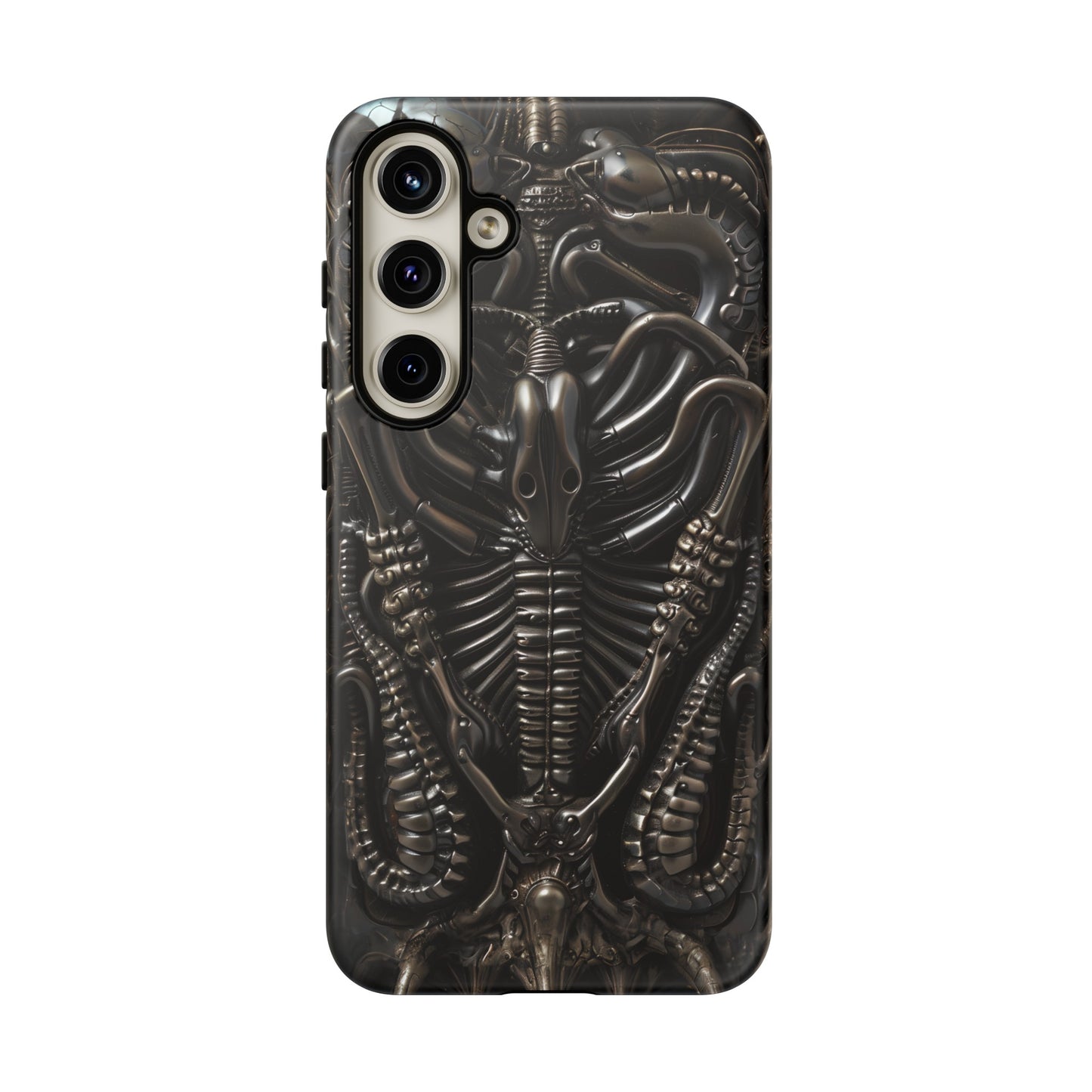 Biomechanical Nightmares Tough Phone Case – Alien Horror Design for iPhone and Samsung Galaxy Devices