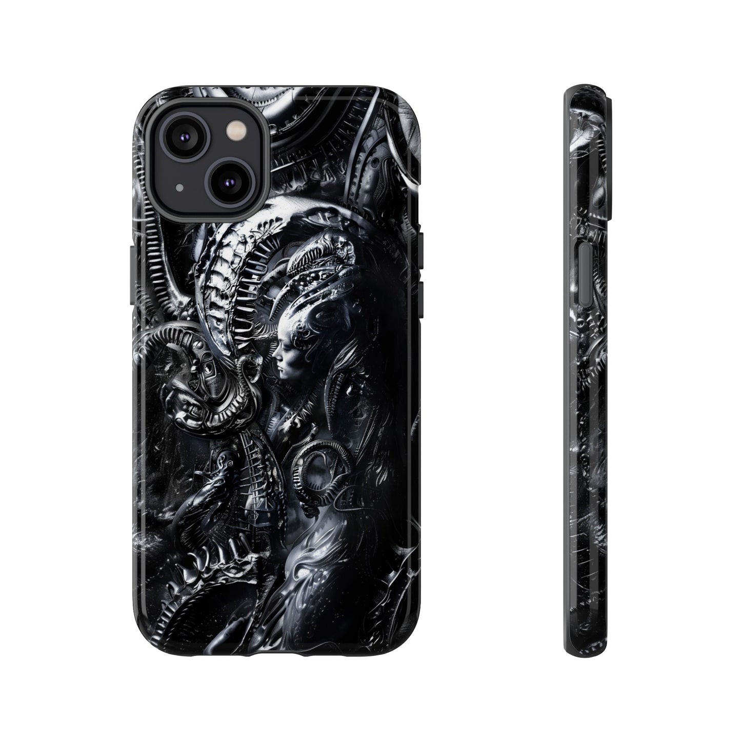 Biomechanical Transhumanism Phone Case – Alien Horror Design for iPhone and Samsung Galaxy Devices