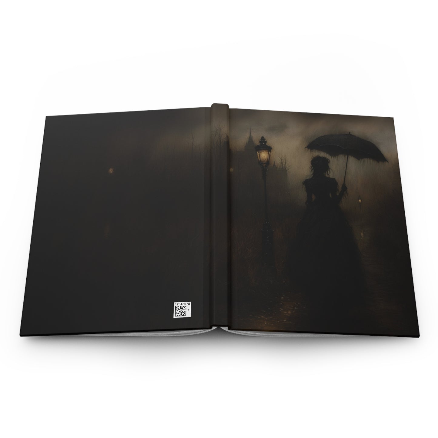 Gothic Noir Umbrella Lady Journal - Dark Victorian Art Hardcover Notebook