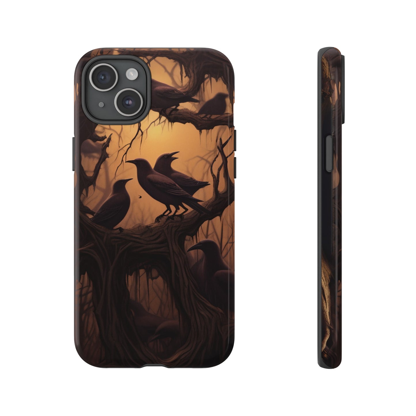 Ravens at Dusk Phone Case – Gothic Halloween Design with Edgar Allan Poe Inspired Crows for iPhone, Samsung Galaxy, and Google Pixel Devices