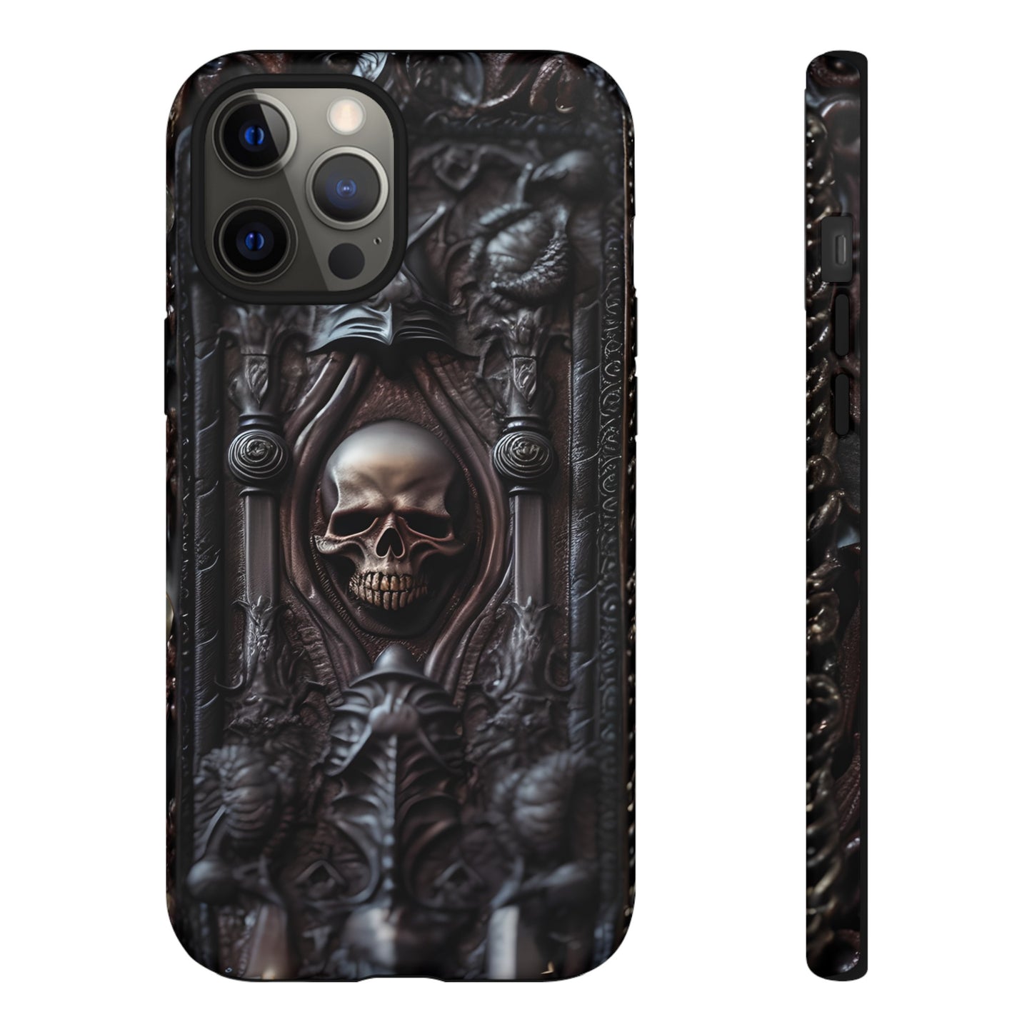 Dark Grimoire of Death Tough Phone Case – Gothic Skull Vampiric Design for iPhone, Samsung Galaxy, and Google Pixel Devices