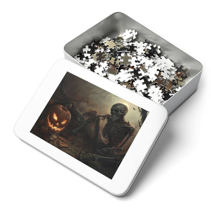 Spooky Skeleton and Jack-o'-Lantern Halloween Jigsaw Puzzle - 110, 252, 500-Piece Versions