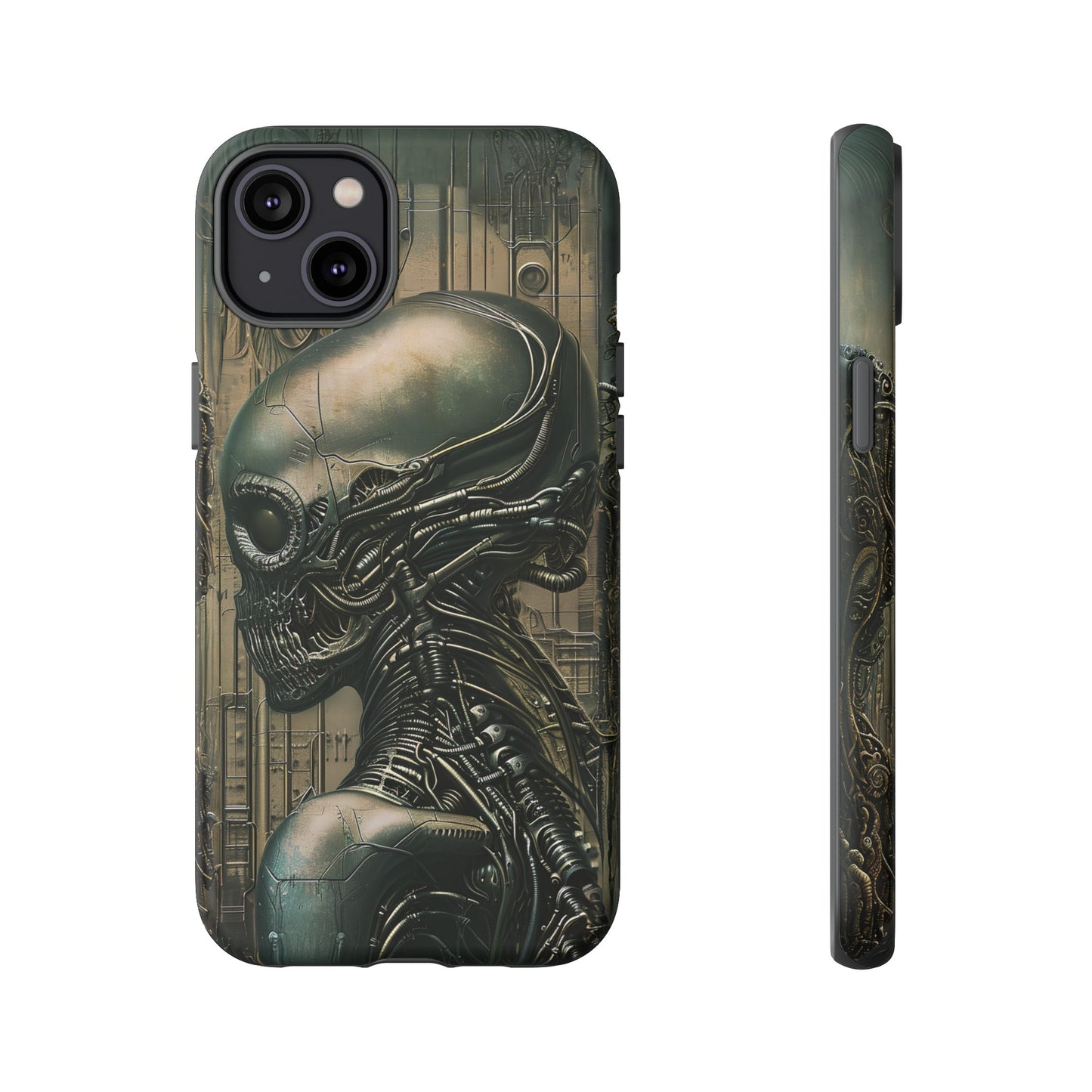 Biomechanical Android Phone Case – Futuristic Alien Horror H.R. Giger-Inspired Design for iPhone, Samsung Galaxy, and Google Pixel Devices