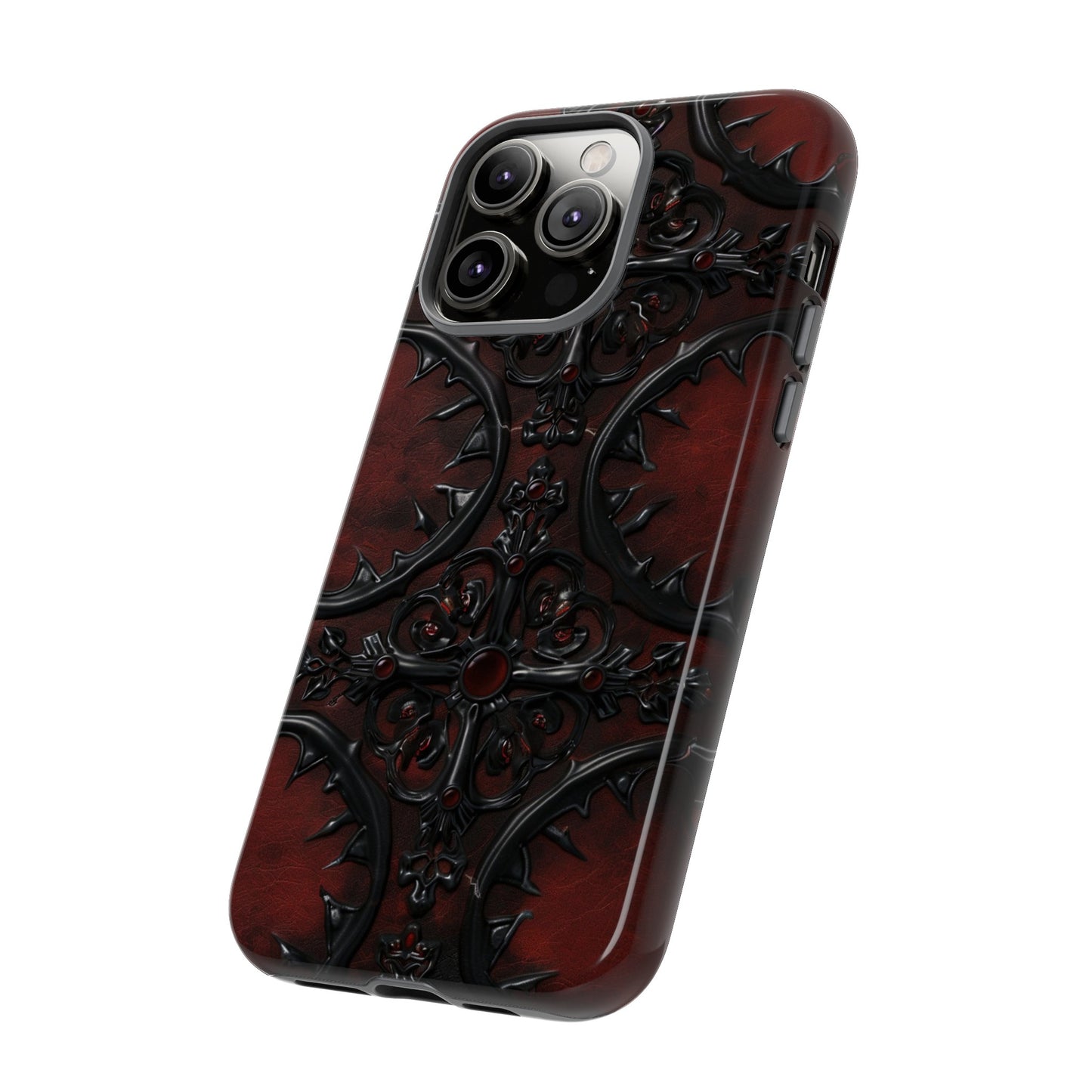 Vampiric Leather Phone Case for iPhone, Samsung Galaxy, and Google Pixel Devices - Gothic Ornate Design