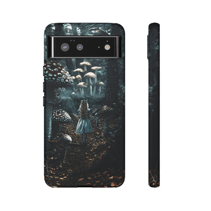 Alice in the Mushroom Forest Phone Case – Fantasy Wonderland Design for iPhone, Samsung Galaxy, and Google Pixel Devices