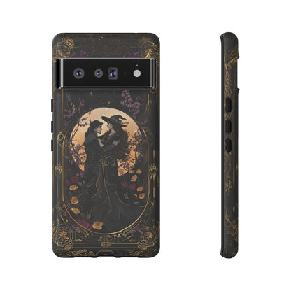 Gothic Romance Phone Case - Enchanted Witch and Lover Design for iPhone, Samsung Galaxy, and Google Pixel Devices