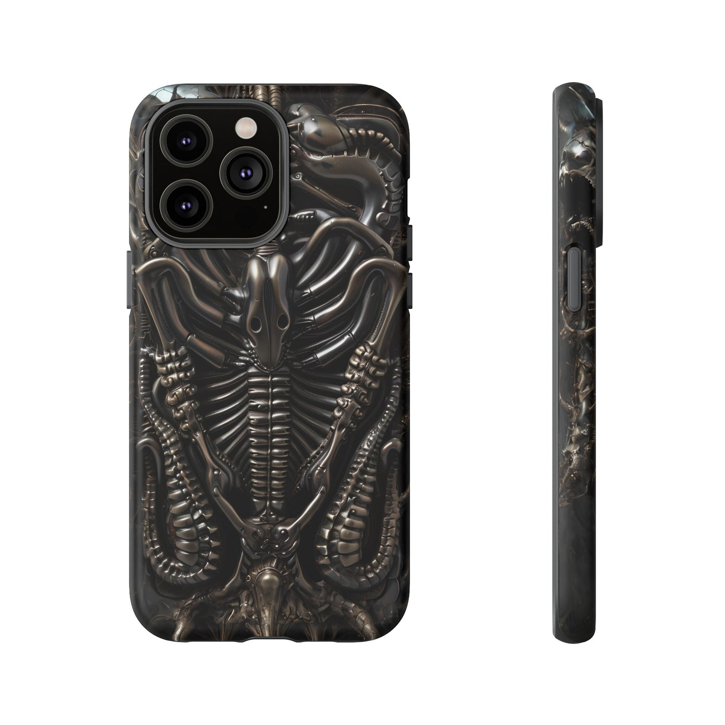 Biomechanical Nightmares Tough Phone Case – Alien Horror Design for iPhone and Samsung Galaxy Devices