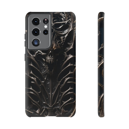 Biomechanical Horror 3 Tough Phone Case – Futuristic Alien Skull Design for iPhone, Samsung Galaxy, and Google Pixel Devices