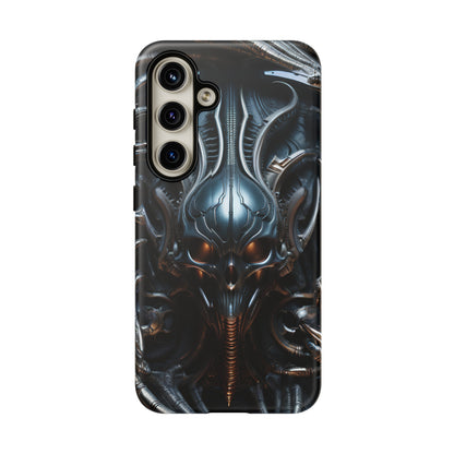 Metallic Alien Mask Phone Case – Futuristic Alien Horror Design for iPhone, Samsung Galaxy, and Google Pixel Devices