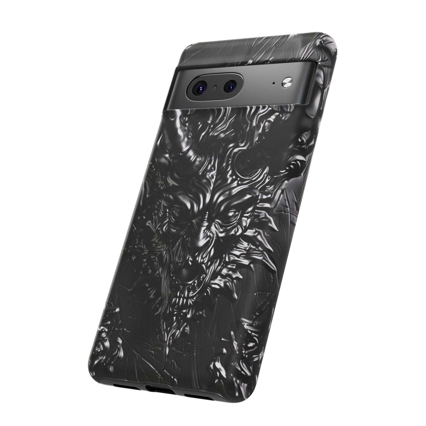 Silver Devil Phone Case – Gothic Demon Design for iPhone, Samsung Galaxy, and Google Pixel Devices