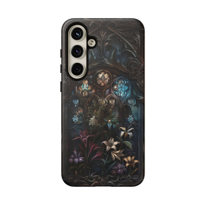 Elegant Gothic Flower Art Phone Case - Intricate Floral Design for iPhone, Samsung Galaxy, and Google Pixel Devices