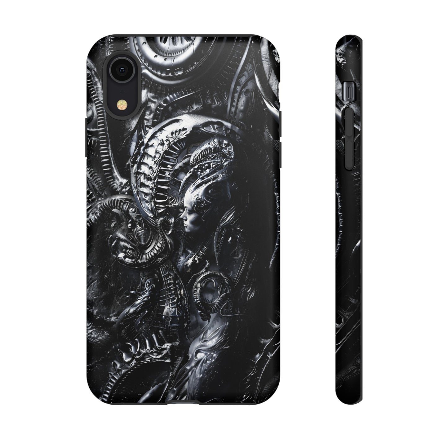 Biomechanical Transhumanism Phone Case – Alien Horror Design for iPhone and Samsung Galaxy Devices