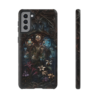 Elegant Gothic Flower Art Phone Case - Intricate Floral Design for iPhone, Samsung Galaxy, and Google Pixel Devices