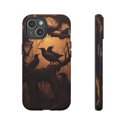 Ravens at Dusk Phone Case – Gothic Halloween Design with Edgar Allan Poe Inspired Crows for iPhone, Samsung Galaxy, and Google Pixel Devices