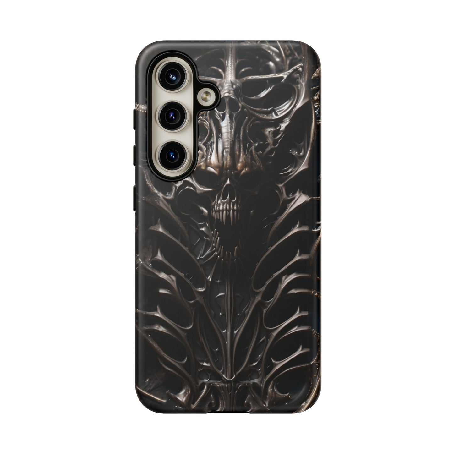 Biomechanical Horror 3 Tough Phone Case – Futuristic Alien Skull Design for iPhone, Samsung Galaxy, and Google Pixel Devices