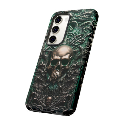 Green Skull Phone Case – Ornate Gothic Design for iPhone, Samsung Galaxy, and Google Pixel Devices